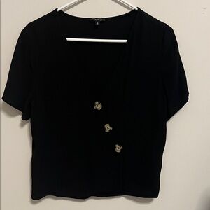 Cute Black Buttoned Women's Top